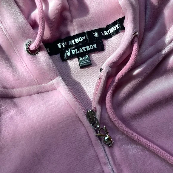 PLAYBOY Pink Velour Hoodie - Picture 4 of 8